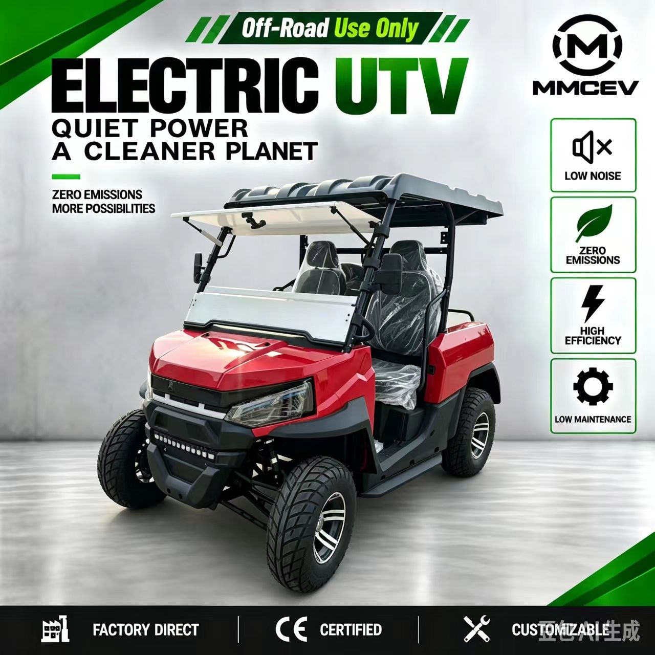 Electric Utv 4 Seater - UTV électrique personnalisable 2 4 places,